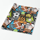 Sportpatroon met ballen cadeaupapier (Uitgerold)