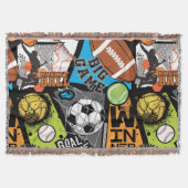Sportpatroon met ballen deken (Voorkant)