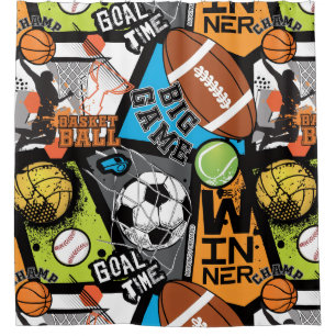 Sportpatroon met ballen douchegordijn