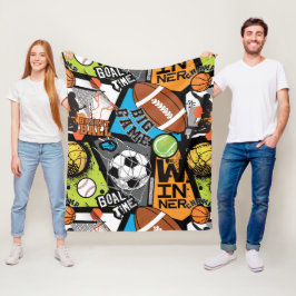 Sportpatroon met ballen fleece deken