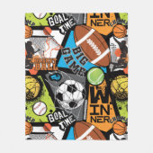 Sportpatroon met ballen fleece deken (Voorkant)