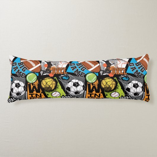 Sportpatroon met ballen lichaamskussen (Voorkant)