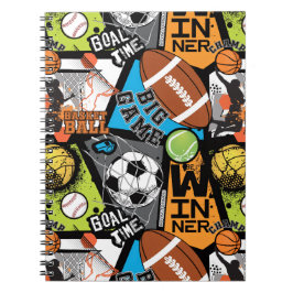 Sportpatroon met ballen notitieboek