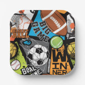 Sportpatroon met ballen papieren bordje (Voorkant)