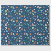 Sportpatroon met tekst, ballen en sterren cadeaupapier (Vlak)