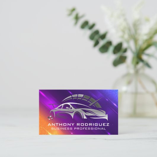 Sportraceauto | Digitale achtergrond Visitekaartje (Staand voorkant)
