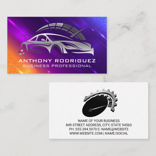 Sportraceauto | Digitale achtergrond Visitekaartje (Voorkant / Achterkant)