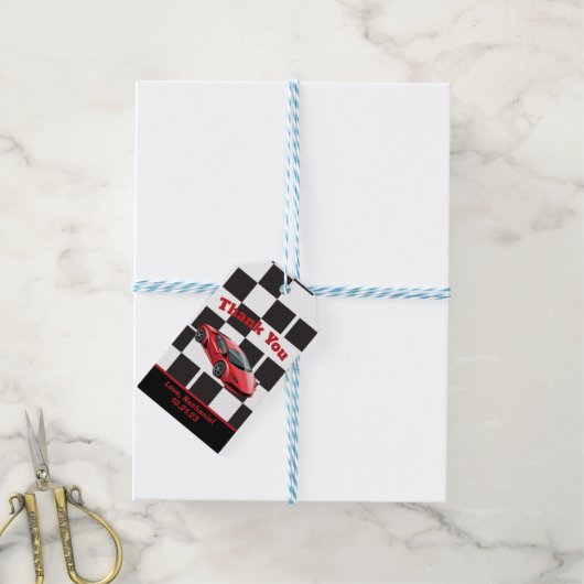 Sportret met auto-opkomst cadeaulabel (Met Touw)