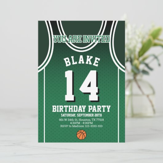 Sports 14 Birthday Party Invitation Kaart (Staand voorkant)