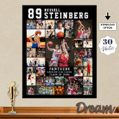 Sports 30 Photo Collage Player Name Number Poster