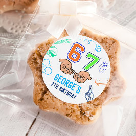 Sports 6 7 Meme Trend Six Seven Birthday Party Ronde Sticker