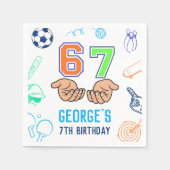 Sports 6 7 Meme Trend Six Seven Birthday Party Servet (Voorkant)