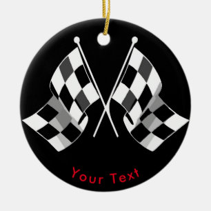SPORTS Auto Racing Gecodeerde Gecontroleerde Vlagg Keramisch Ornament