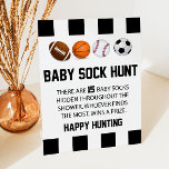 Sports Baby Sock Hunt Baby shower Game Sign Reclamebord Met Voetstuk<br><div class="desc">Dit is een baby-sock-jacht baby shower-spelletje. Plaats baby sokken rond het baby shower en laat gasten op hen jagen. Wie de meeste sokken vindt,  wint! leuk baby shower spel,  sportjongen baby shower,  fysieke baby shower games,  spelbord,  baby shower activiteit,  baby shower activiteiten,  football voetbal,  honkbal,  basketbal</div>