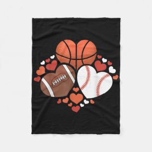 Sports Ball Hearts Football Basketbal Va Fleece Deken