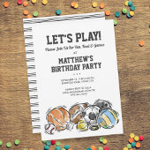 Sports Balls Athletic Birthday Party Invitation Kaart