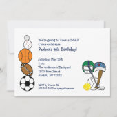 Sports Balls Birthday Party Invite voor kinderen Kaart (Voorkant)