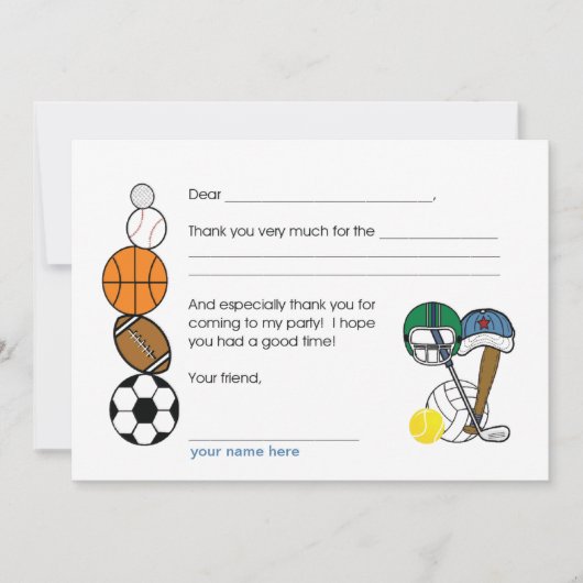 Sports Balls Birthday Party Notitiekaartje (Voorkant)