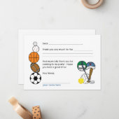 Sports Balls Birthday Party Notitiekaartje (Voorkant / Achterkant in situ)