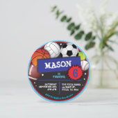 SPORTS BALLS Verjaardagsfeestuitnodiging Kaart (Staand voorkant)