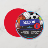 SPORTS BALLS Verjaardagsfeestuitnodiging Kaart (Voorkant / Achterkant)
