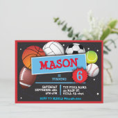 SPORTS BALLS Verjaardagsfeestuitnodiging Kaart (Staand voorkant)