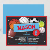 SPORTS BALLS Verjaardagsfeestuitnodiging Kaart (Voorkant / Achterkant)