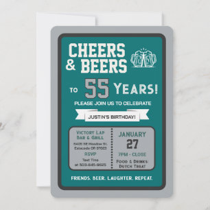 Sports Bar Verjaardag Proost en Bier tot 55 Jaar  Kaart