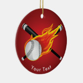 SPORTS Baseball Bats & Flaming Ball Keramisch Ornament (Rechts)