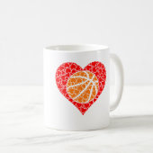 Sports Basketball Ball Red Love Shaped Heart Valen Koffiemok (Voorkant rechts)