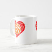 Sports Basketball Ball Red Love Shaped Heart Valen Koffiemok (Voorkant links)