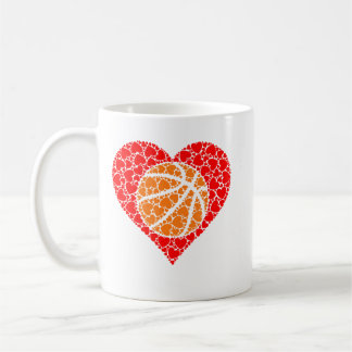 Sports Basketball Ball Red Love Shaped Heart Valen Koffiemok