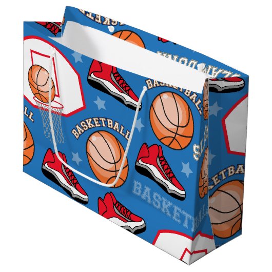 SPORTS Basketball Slam Dunk Fun Athlete Patroon Large Cadeautasje (Voorkant Gekanteld)