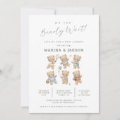 Sports Bear Baby Shower. Bearly Wait Kaart (Voorkant)