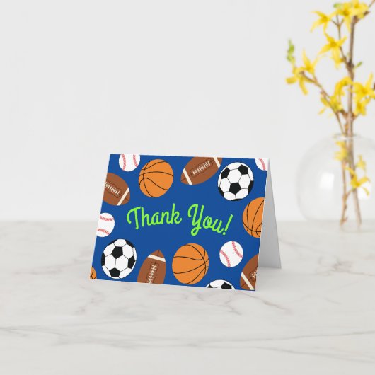 Sports Birthday Party Kids Cute Kaart (Gele Bloem)