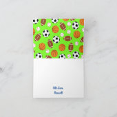 Sports Birthday Party Kids Cute Kaart (Binnen)