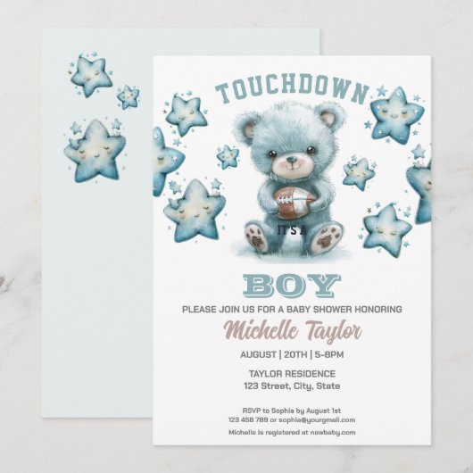 Sports Boy Football Het is een Boy Baby shower Bee Kaart (Voorkant / Achterkant)