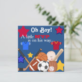 Sports Boys BABY SHOWER Invitation Kaart (Staand voorkant)