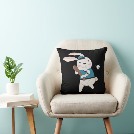 Sports Bunny Rabbit Baseball T-Ball Little League Kussen (Stoel)