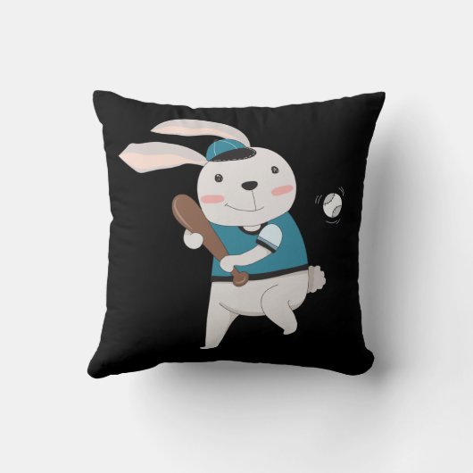 Sports Bunny Rabbit Baseball T-Ball Little League Kussen (Achterkant)