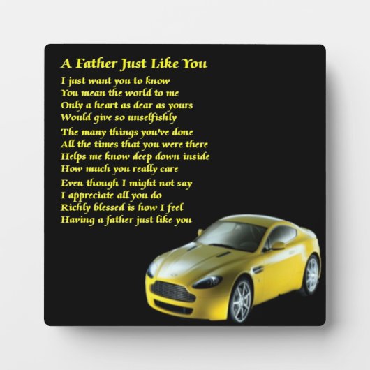 Sports Car Father Poem Plaque Fotoplaat (Voorkant)