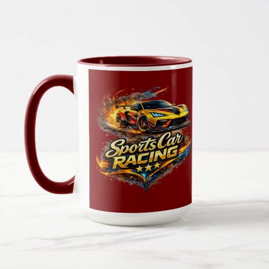 Sports Car Racing Fire Graphic Combo Coffee Mug Mok (Links)