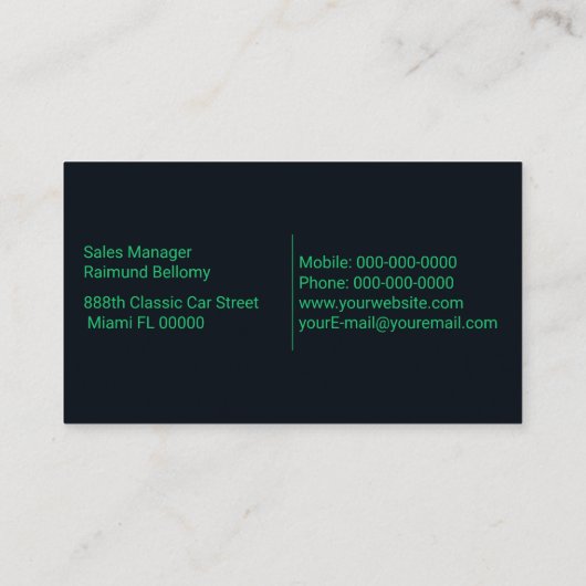 Sports Car Wrap Service Visitekaartje (Achterkant)