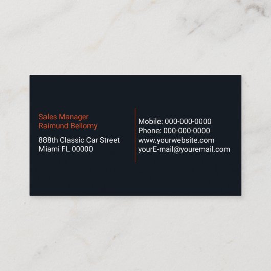 Sports Car Wrap Service Visitekaartje (Achterkant)