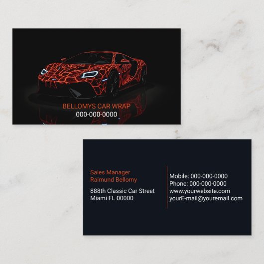 Sports Car Wrap Service Visitekaartje (Voorkant / Achterkant)