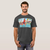 Sports cartoon characters sticker poster funny ret t-shirt (Voorkant volledig)