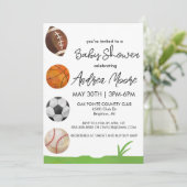 Sports de Met Baby shower gelijkgestelde uitnodigi Kaart (Staand voorkant)