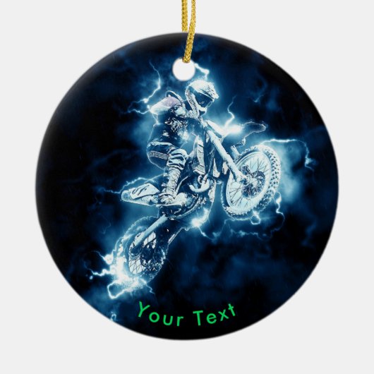 SPORTS Electric Blue Motocross Excitement Keramisch Ornament (Voorkant)