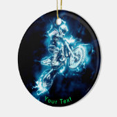 SPORTS Electric Blue Motocross Excitement Keramisch Ornament (Links)