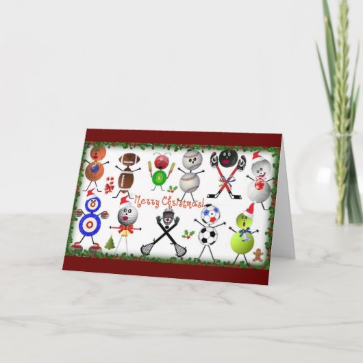 Sports Filled Merry Christmas Feestdagen Kaart (Voorkant)